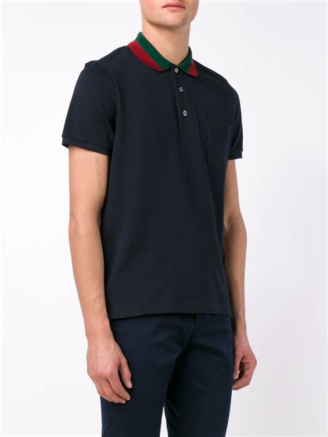 gucci camp collar shirts|Gucci navy striped polo shirt.